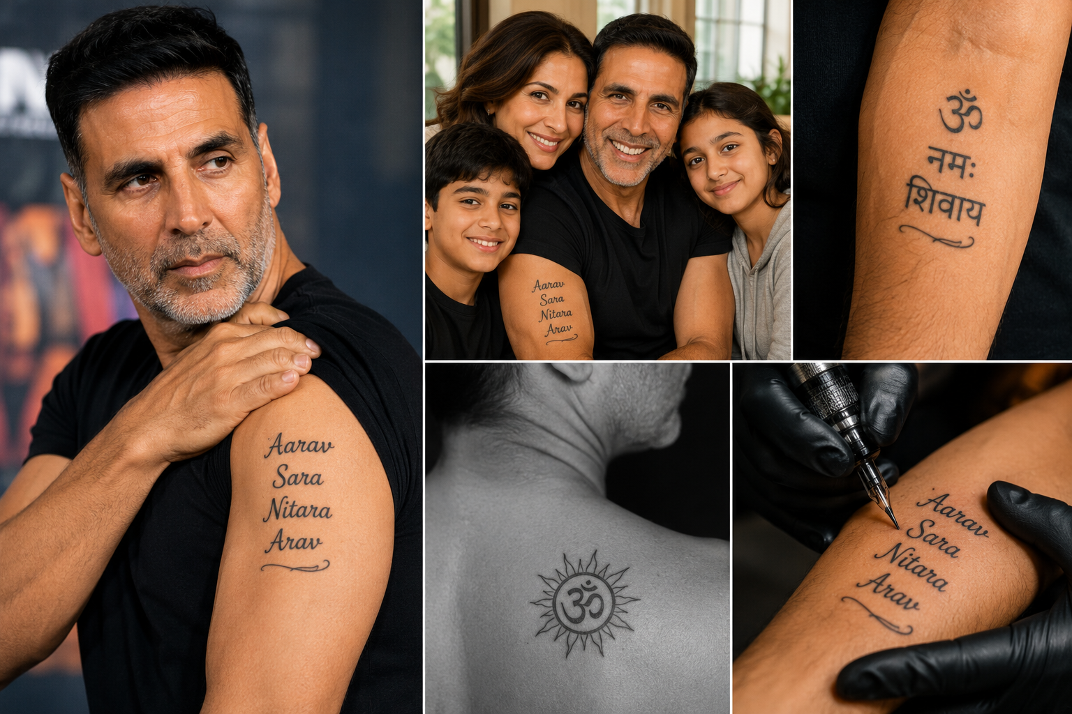 Akshay Kumar showcasing family and spiritual tattoos