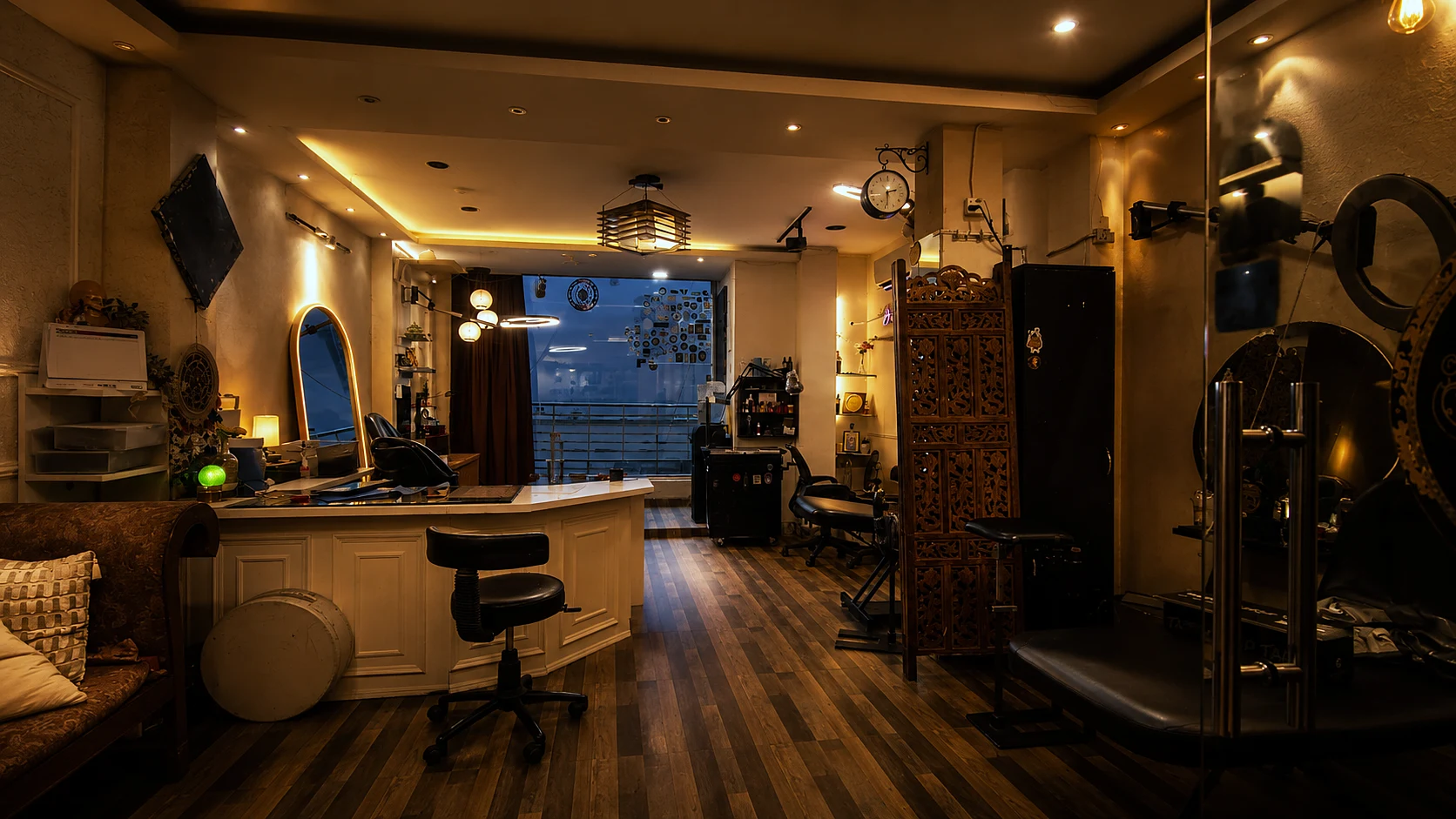 Tattoo artist preparing ink at their workstation in <a href=