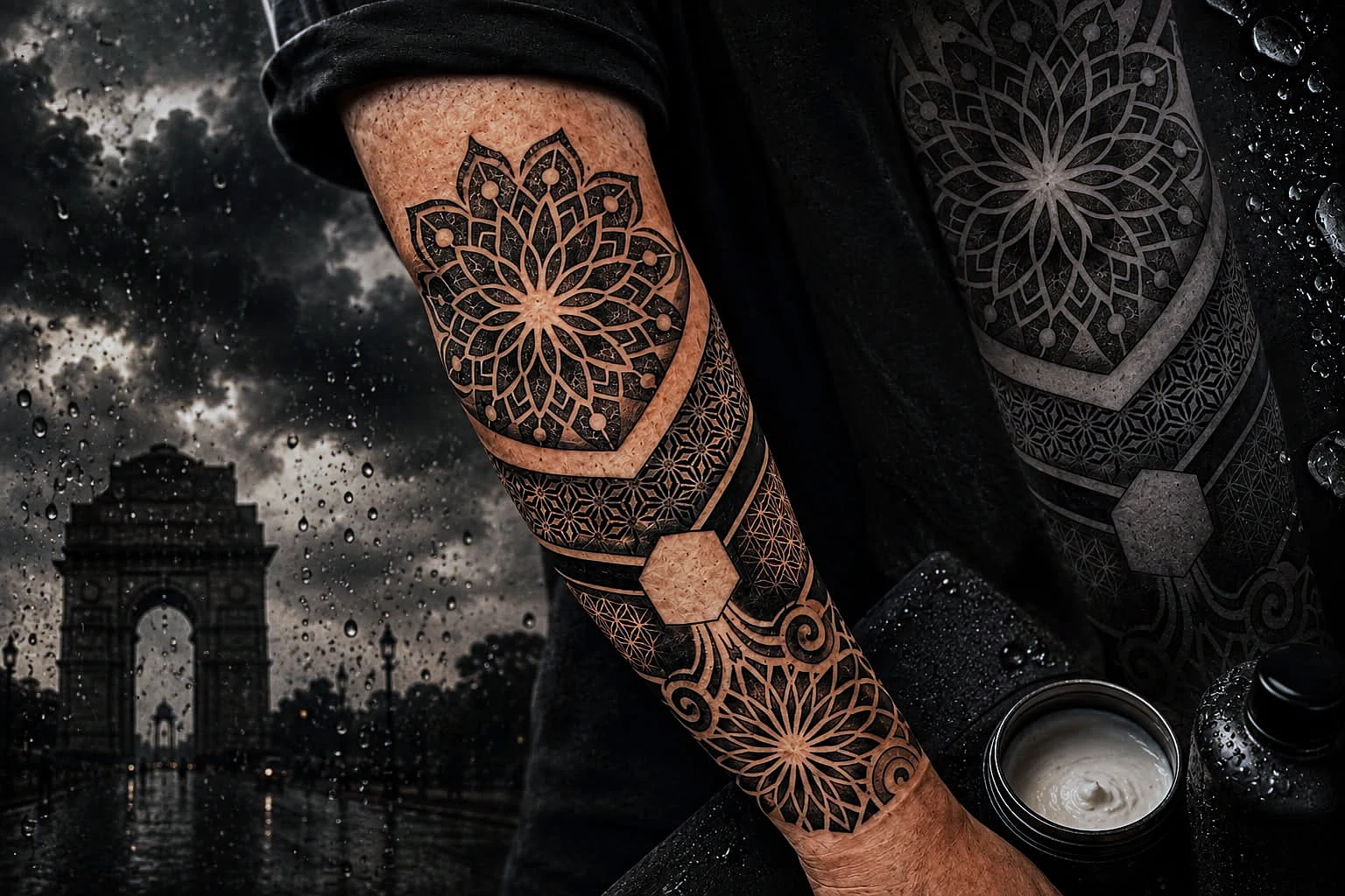 Tattoo with visible scabs forming