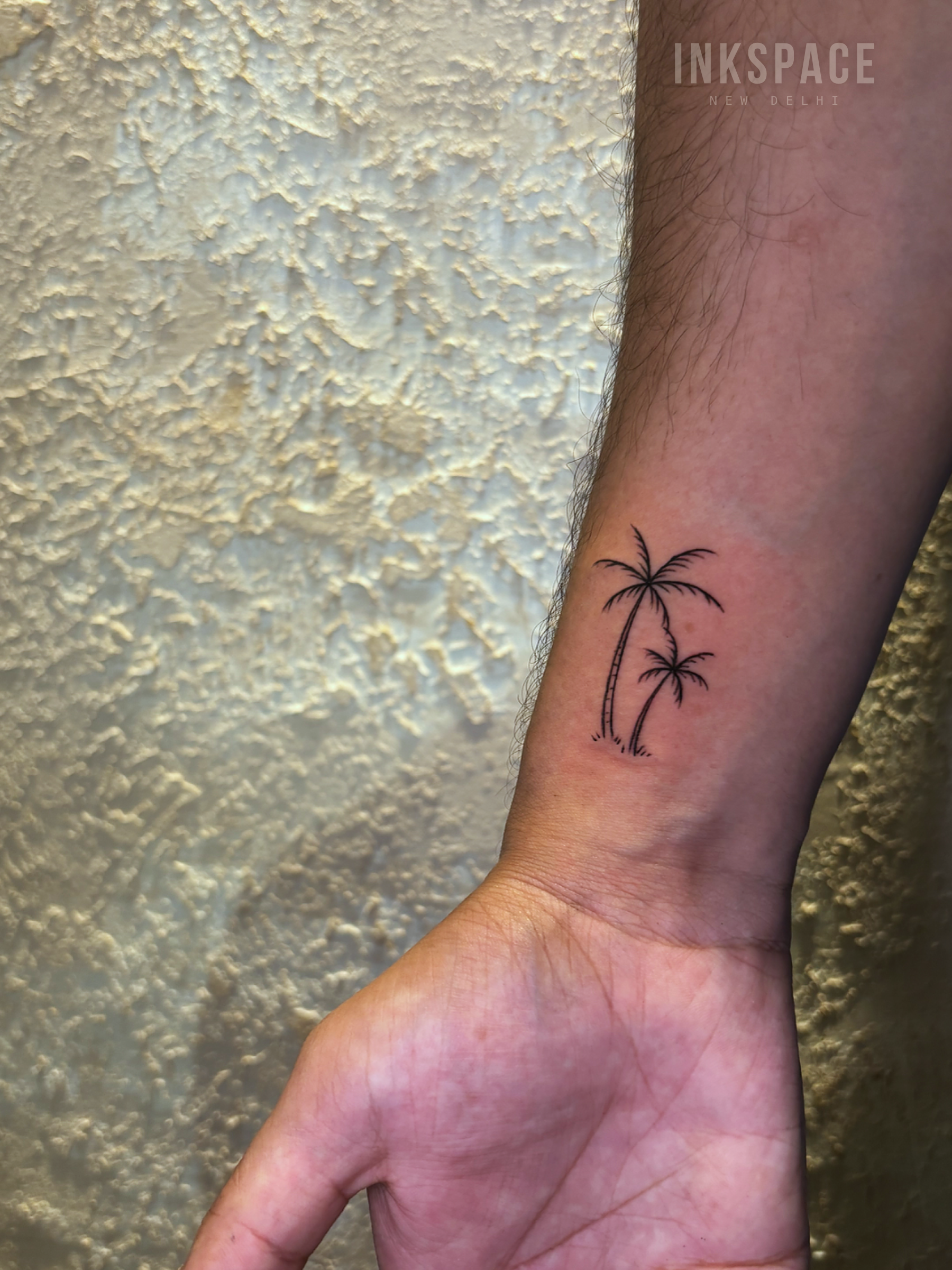 Palm Beach Tree Fine Line Minimal Tattoo by Chetan Salhotra