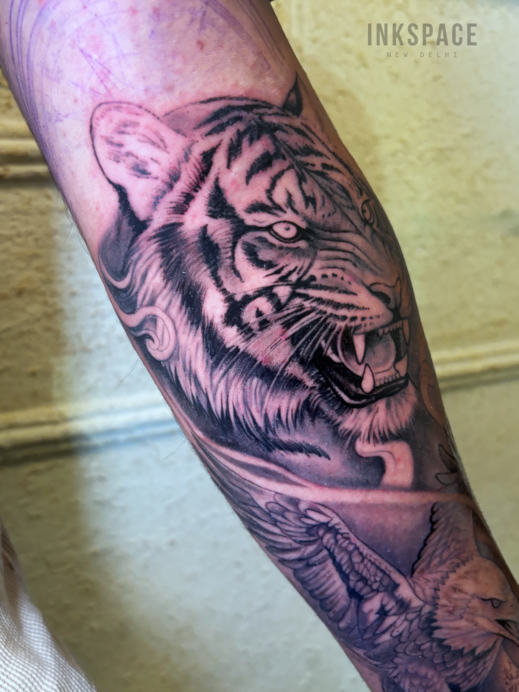 realism tiger tattoo design by Inkspace Studio