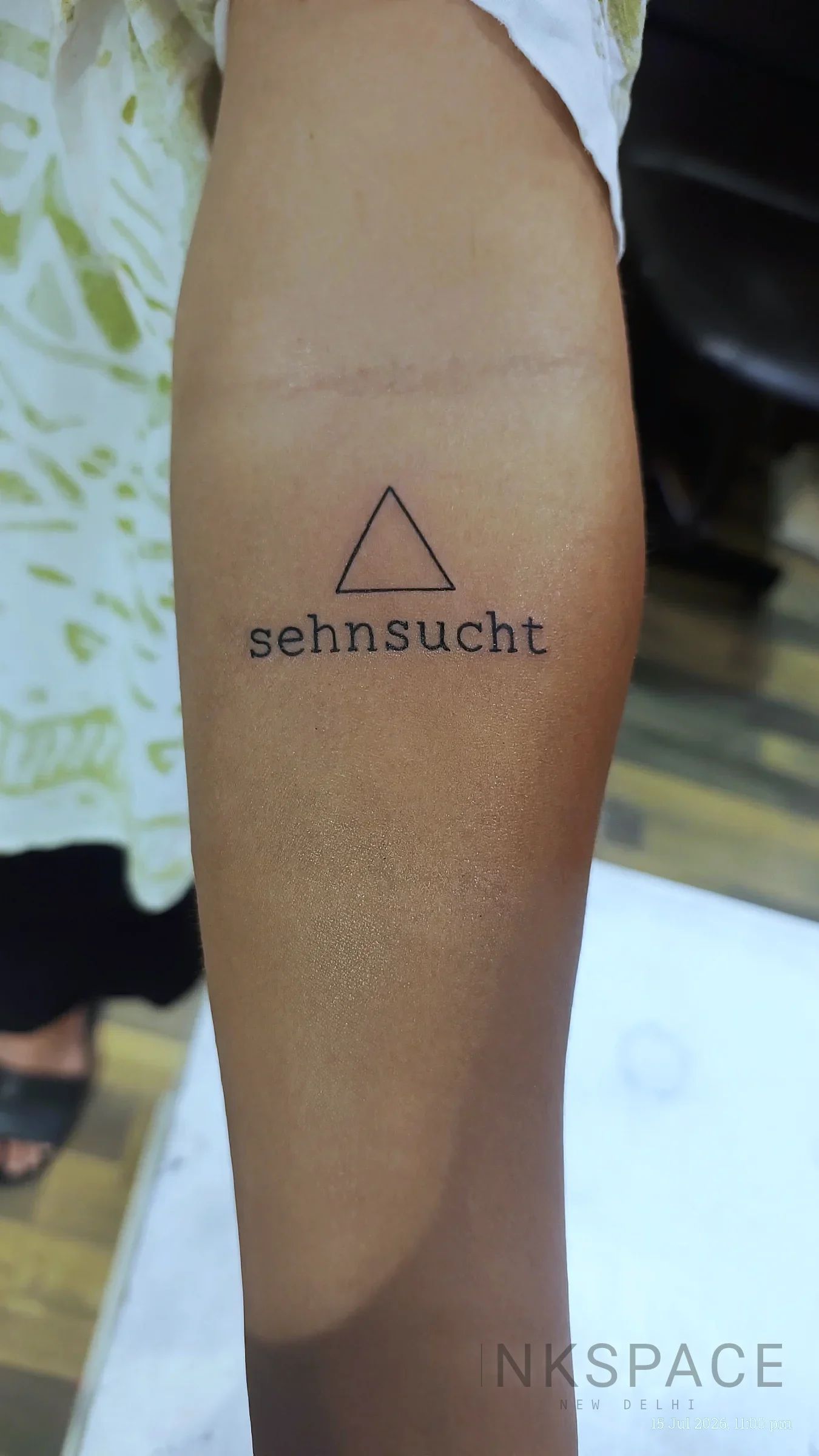 fine line tattoo depicting Sehnsucht by Chetan Salhotra